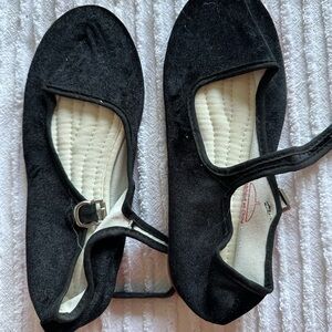 Classic Mary Jane Flats Velour Fabric Size 7